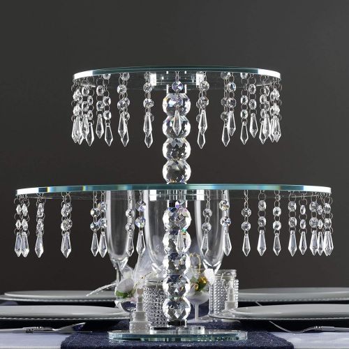  BalsaCircle 16-Inch Tall Clear Crystal Glass Round Cake Stand - Birthday Party Wedding Dessert Display Pedestal Centerpiece Riser