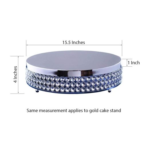  BalsaCircle 15.5-Inch wide Silver Beaded Round Metal Cake Stand - Birthday Party Wedding Display Dessert Pedestal Centerpiece Riser