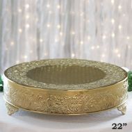 BalsaCircle 22-Inch Gold Plated Round Embossed Wedding Cake Stand - Birthday Party Dessert Display Pedestal Centerpiece Riser