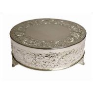 BalsaCircle 14-Inch Silver Plated Round Embossed Wedding Cake Stand - Birthday Party Dessert Display Pedestal Centerpiece Riser