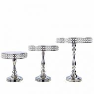 BalsaCircle Cake Stands BalsaCircle 3 pcs Silver Pearl Beaded Metal Cake Stands Risers - Wedding Party Dining Home Centerpieces Decorations