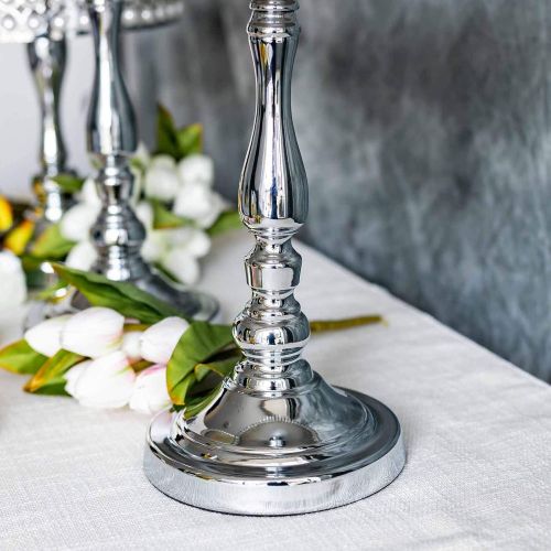  BalsaCircle Cake Stands BalsaCircle 3 pcs Silver Pearl Beaded Metal Cake Stands Risers - Wedding Party Dining Home Centerpieces Decorations