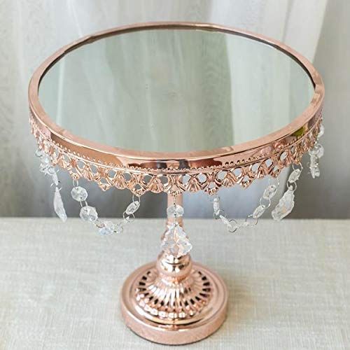  BalsaCircle Cake Stands BalsaCircle Rose Gold Set of 3 Round Centerpieces Cake Stands with Crystal Chains - Birthday Party Wedding Dessert Pedestal Riser