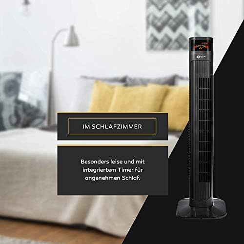  [아마존베스트]Balter Tower Fan with Remote Control, Quiet, Standing Fan, 98 cm Tall, 3 Speed Levels, Wind/Sleep Modes, Timer, 80° Oscillating, Black