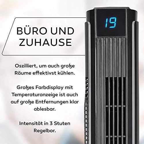  [아마존베스트]Balter VT-1 Tower Fan with Remote Control  Quiet  80 cm High  3 Level Floor Fan  55 W  Sleep Mode  Timer  80° Oscillating  Fan  Column Fan  Black