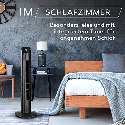  [아마존베스트]Balter VT-1 Tower Fan with Remote Control  Quiet  80 cm High  3 Level Floor Fan  55 W  Sleep Mode  Timer  80° Oscillating  Fan  Column Fan  Black