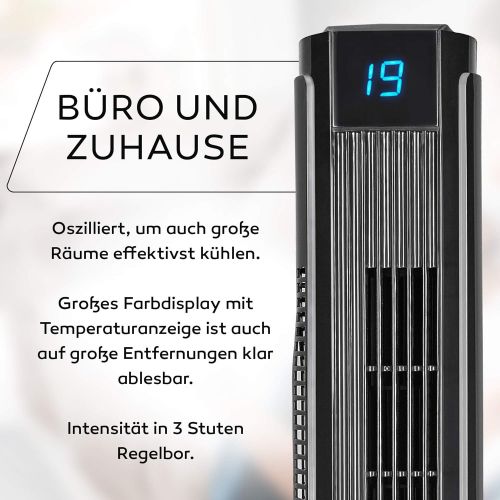  [아마존베스트]Balter VT-1 Tower Fan with Remote Control  Quiet  80 cm High  3 Level Floor Fan  55 W  Sleep Mode  Timer  80° Oscillating  Fan  Column Fan  Black