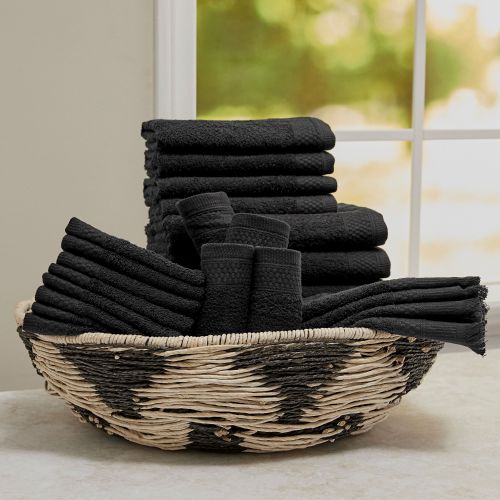  Sobel at Home 100% Cotton 24-Piece Cotton Bath Towel Set Collection