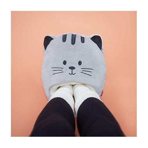  Heated Feet Kitty Foot Warmer Gray Color Keep Your Feet Warm Soft and Comfortable Bag with a Fun cat Design