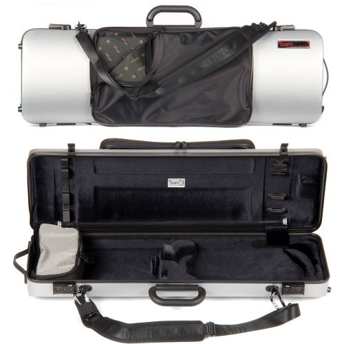  Bam France 2011XLS Hightech Metallic Silver Oblong 4/4 Violin Case with Exterior Pocket