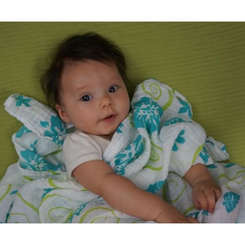  Bambino Land Hawaiian 2 Pack Muslin Swaddle Blankets - Made from Organic Cotton