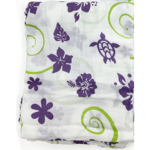  Bambino Land Hawaiian 2 Pack Muslin Swaddle Blankets - Made from Organic Cotton