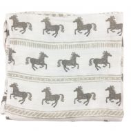 Bambino Land Horses Big Bambino Bamboo Single Layer Muslin Blanket Adult Size Swaddle Blanket