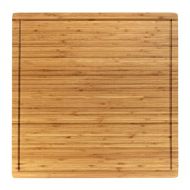 BambooMN Bamboo Burner Cover Cutting Board, 3 Ply, Large, Square Grooved/Flat (20x20x0.75)