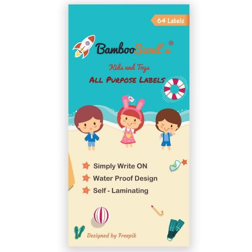  [아마존베스트]BambooScout Baby Bottle Labels for Daycare,School, Waterproof Write-On, Self-Laminating Name Labels, Tags,...