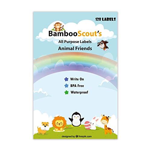  [아마존베스트]BambooScout Baby Food Labels, Write-On Date Labels for Food Storage Containers & Baby Bottles, Great for Daycare & Food Storage Pack of 128 (Food labels)