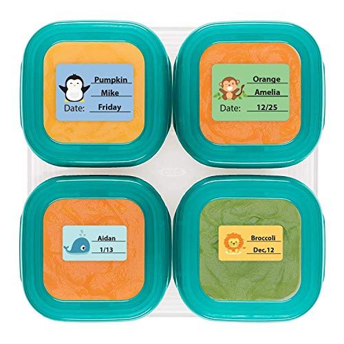  [아마존베스트]BambooScout Baby Food Labels, Write-On Date Labels for Food Storage Containers & Baby Bottles, Great for Daycare & Food Storage Pack of 128 (Food labels)