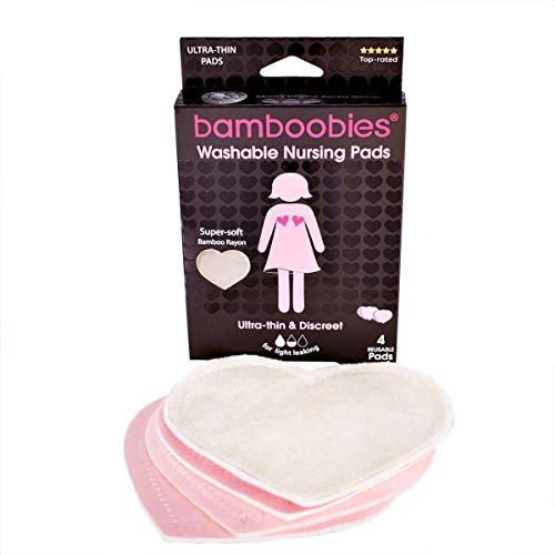  [아마존베스트]Bamboobies Nursing Pads for Breastfeeding | Reusable Breast Pads | Perfect Baby Shower Gifts | 2 Ultra Thin Pairs