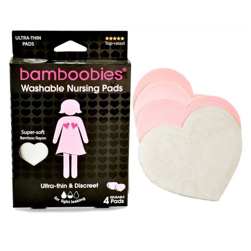  [아마존베스트]Bamboobies Nursing Pads for Breastfeeding | Reusable Breast Pads | Perfect Baby Shower Gifts | 2 Ultra Thin Pairs