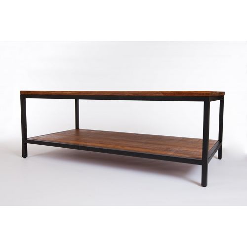  Bamboogle - Rustic Coffee Table with Bottom Shelf - Sturdy & Durable