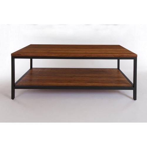  Bamboogle - Rustic Coffee Table with Bottom Shelf - Sturdy & Durable