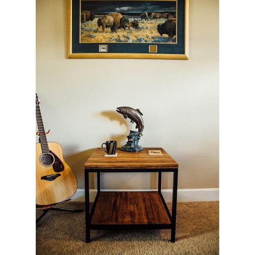  Bamboogle - Rustic Coffee Table with Bottom Shelf - Sturdy & Durable