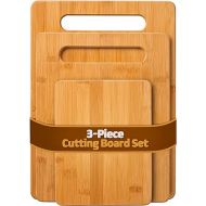 3-Piece Bamboo Cutting Board Set - Wooden cutting board, 3 Assorted Sizes of Bamboo Wood Cutting Boards for Kitchen - Chopping Board for Food Prep, Chopping, Carving Meat, Fruits, Vegetables