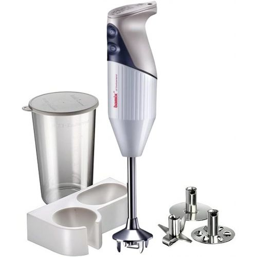  Bamix M133 Mono Immersion Hand Blender  Light Grey  3 Stainless Steel Interchangeable Blades  140W 120V 60Hz with US plug  Includes 3 Blades, 2 ½ Cup Beaker, Wall Bracket, and