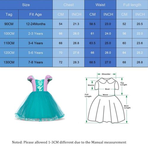  BanKids Princess Dresses (Snow,Belle,Little Mermaid,Anna,Cinderella,Rapunzel) Costumes for Toddler Girls Birthday 2T 3T 4T 5T 6T