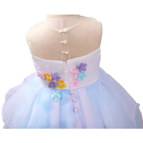 BanKids Flower Girls Unicorn Costume Pageant Princess Party Dress with Headband for Girls 2-12 Years