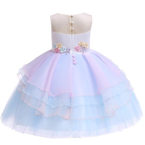 BanKids Flower Girls Unicorn Costume Pageant Princess Party Dress with Headband for Girls 2-12 Years