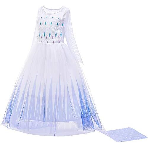  BanKids Princess Snow Queen Act 2 Costumes for Girls with Wig,Crown,Magic Wand,Gloves Accessories 3T 10Y
