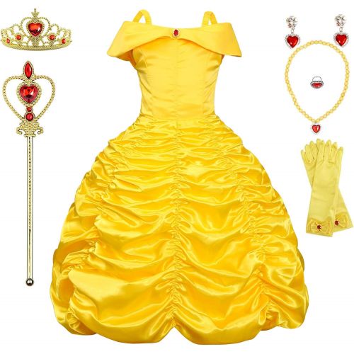  BanKids Princess Dresses Girls Costumes Off Shoulder Dress up for Little Girls with Luxury Accessories 3 10Years