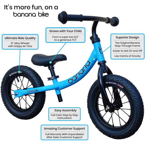  [아마존베스트]Banana bike Banana GT Balance Bike - 12 Alloy Wheels Air Tires for Girls and Boys 2, 3, 4, 5 Year Olds