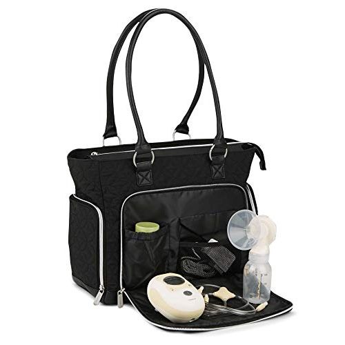  Bananafish Electric Breast Pump Tote Bag Portable Carrying Bag Great for Travel or Storage Accessory and Cooler Pockets Fits Most Major Brands Including Medela and Spectra, Black