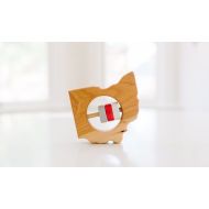 BannorToys Ohio State Baby Rattle - Modern Wooden Baby Toy - Organic and Natural