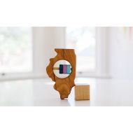 Etsy ILLINOIS State Baby Rattle - Modern Wooden Baby Toy - Organic and Natural