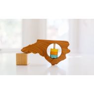 /Etsy North Carolina State Rattle - Modern Wooden Baby Toy - Organic and Natural