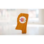BannorToys MISSISSIPPI State Baby Rattle - Modern Wooden Baby Toy - Organic and Natural