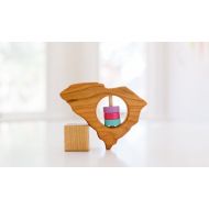 /BannorToys SOUTH CAROLINA State Baby Rattle - Modern Wooden Baby Toy - Organic and Natural