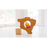 BannorToys Hawaii State Big Island Baby Rattle - Modern Wooden Baby Toy - Organic and Natural