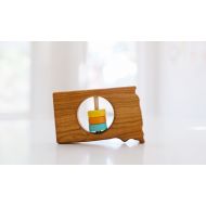 /BannorToys South Dakota State Baby Rattle - Modern Wooden Baby Toy - Organic and Natural