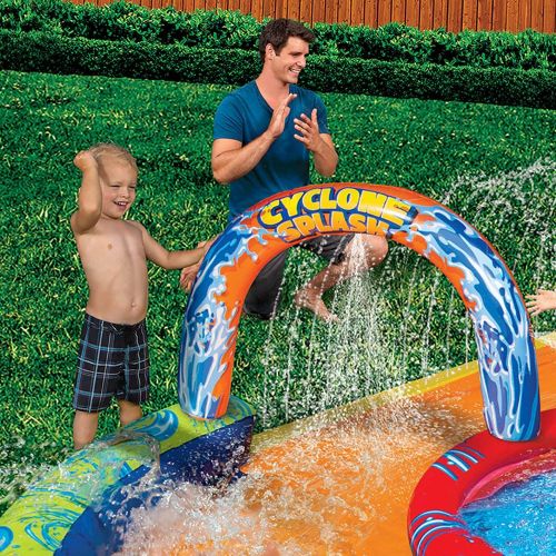  Banzai BANZAI Cyclone Splash Park Inflatable with Sprinkling Slide and Water Aqua Pool