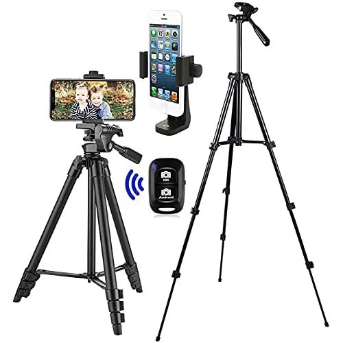  [아마존베스트]BaoLuo Lightweight Tripod for iPhone, Samsung, Smartphone, Tripod with Mobile Phone Holder and Bluetooth Remote Control, Camera Tripod