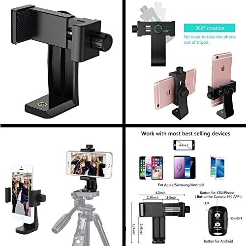  [아마존베스트]BaoLuo Lightweight Tripod for iPhone, Samsung, Smartphone, Tripod with Mobile Phone Holder and Bluetooth Remote Control, Camera Tripod