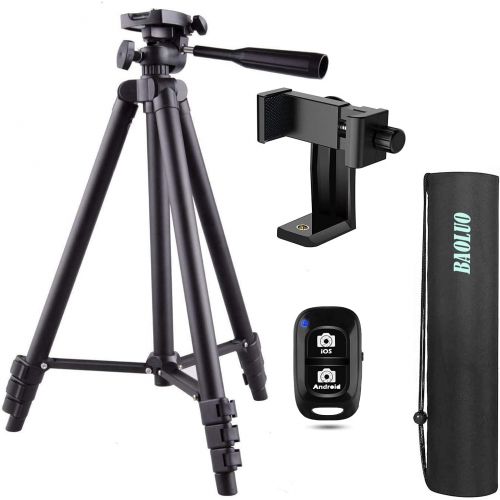  [아마존베스트]BaoLuo Lightweight Tripod for iPhone, Samsung, Smartphone, Tripod with Mobile Phone Holder and Bluetooth Remote Control, Camera Tripod