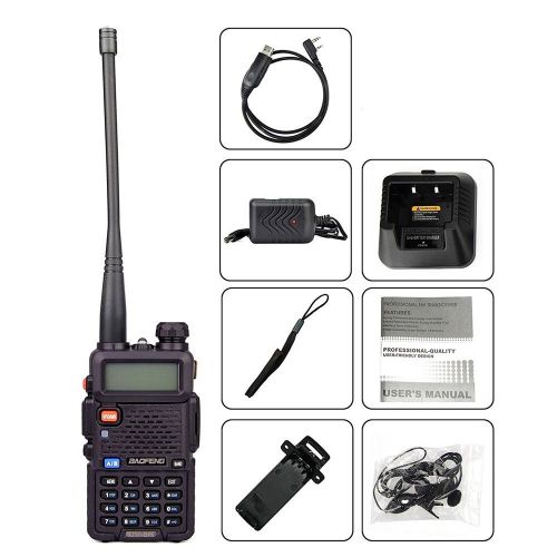  [아마존베스트]BaoFeng 2Pack Baofeng UV-5R Dual-Band 136-174/400-480 MHz Ham Two-way Radio + Programming Usb Cable + Software Disk Kit(Black)