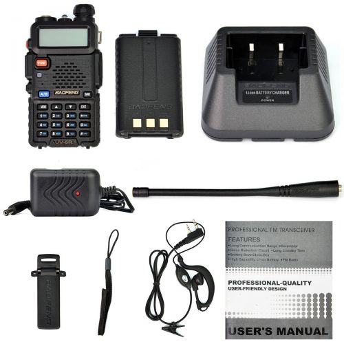  [아마존베스트]BaoFeng 2Pack Baofeng UV-5R Dual-Band 136-174/400-480 MHz Ham Two-way Radio + Programming Usb Cable + Software Disk Kit(Black)