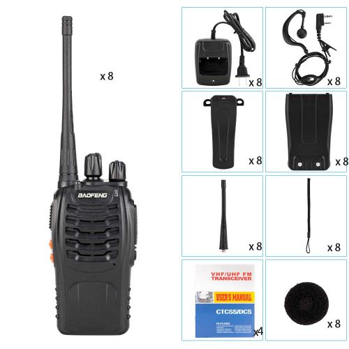  BaoFeng BF-888S 5W 400-470MHz 16-CH Handheld Walkie Talkies Black(Pack of 8)