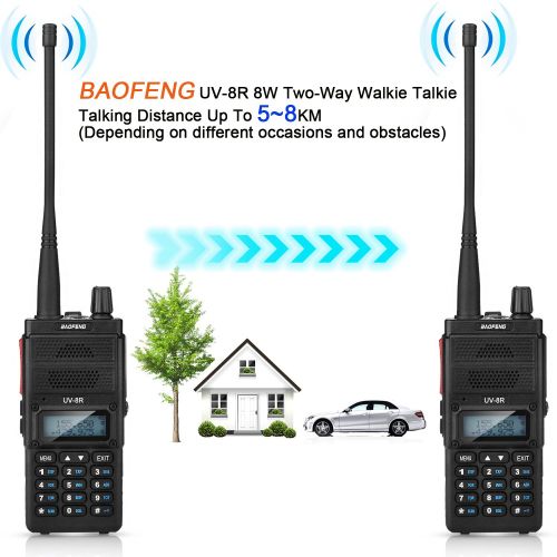  BaoFeng Two Way Radio, Baofeng UV-8R (Upgraded UV-5R) 8-Watt Ham Radio Transceiver Walkie Talkies Dual Band (136-174MHz VHF & 400-520MHz UHF), VOX Function with Earpiece, Extended Antenna